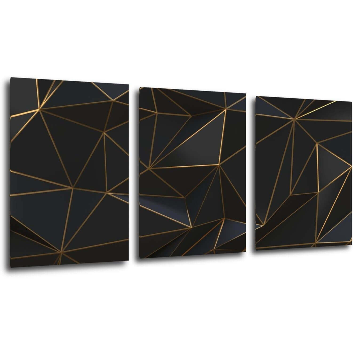 Bild Golden triangles abstract - 150 x 70 cm (3-teiliges)