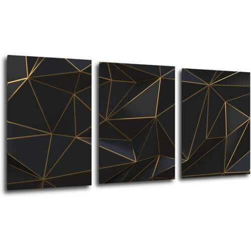 Bild Golden triangles abstract - 150 x 70 cm (3-teiliges)