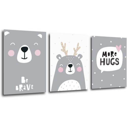 Obraz Set of pictures grey and white - 90 x 40 cm (3-teiliges)