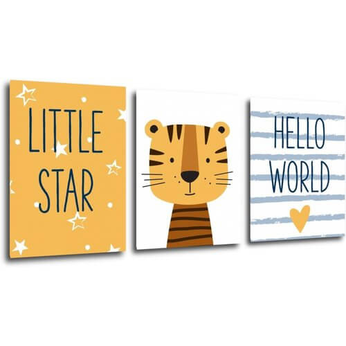 Obraz Little tiger set - 90 x 40 cm (3-teiliges)