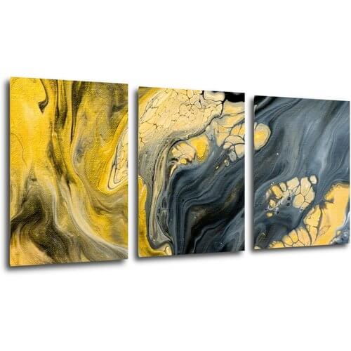 Bild Yellow grey abstract2 - 150 x 70 cm (3-teiliges)