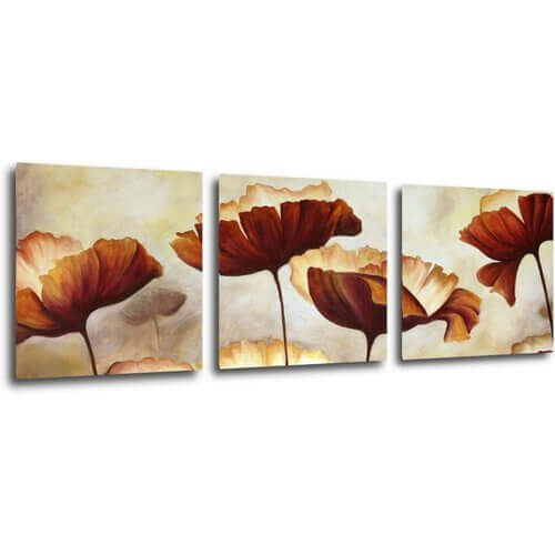 Bild Flowers red and yellow - 90 x 30 cm (3-teiliges)