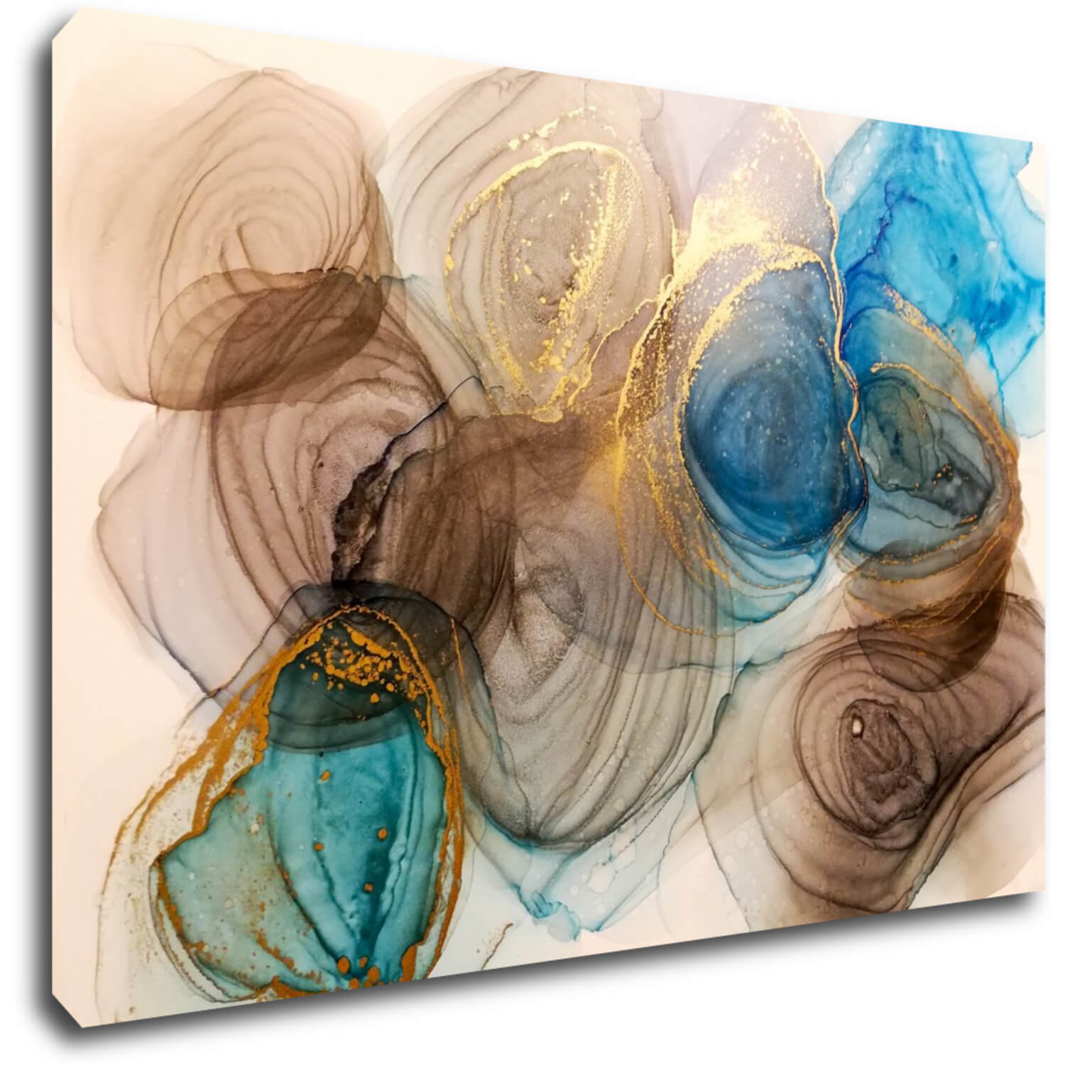 Bild Abstract blue and gold - 90 x 60 cm