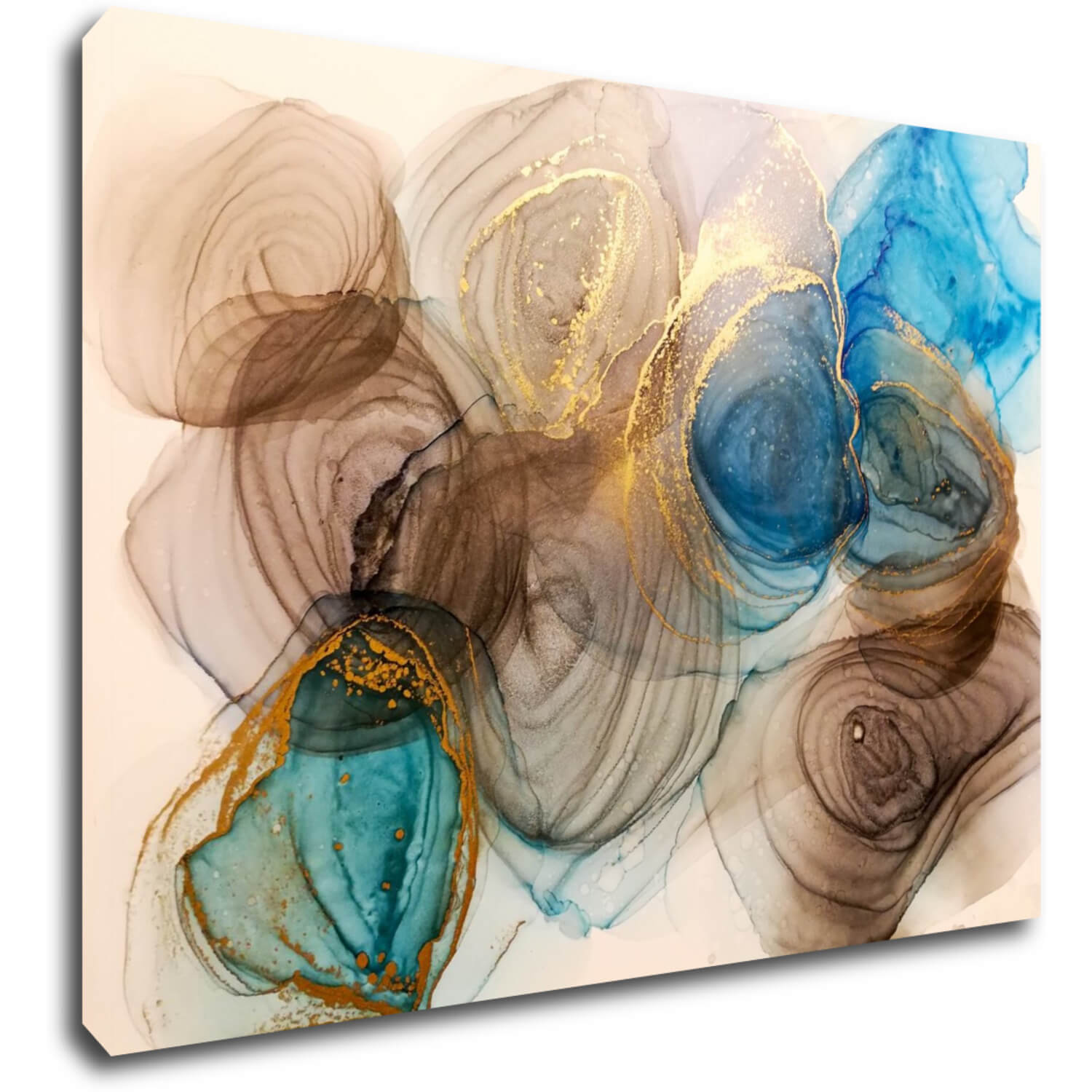 Bild Abstract blue and gold - 70 x 50 cm
