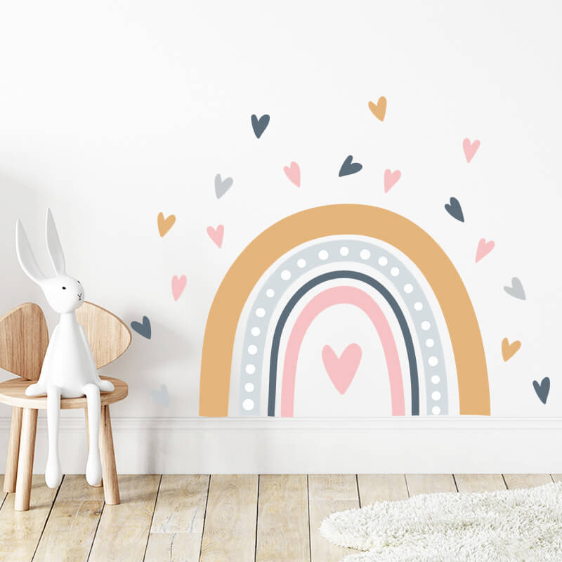 Wandaufkleber für das Kinderzimmer Rainbow and hearts