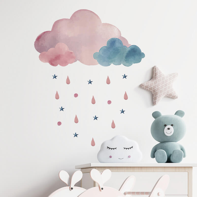 Wandaufkleber für das Kinderzimmer Pink and blue clouds
