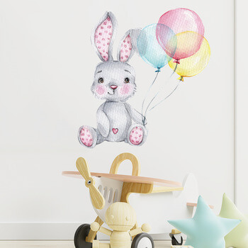 Wandaufkleber für das Kinderzimmer Rabbit and balloons