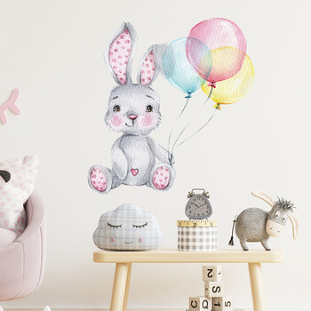 Wandaufkleber für das Kinderzimmer Rabbit and balloons