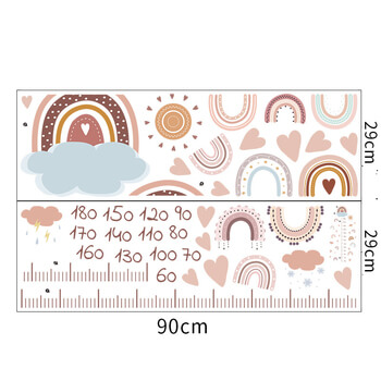 Wandaufkleber für das Kinderzimmer Rainbow wall height chart
