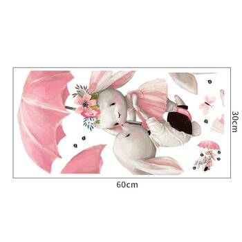 Wandaufkleber für das Kinderzimmer Bunnies with umbrella