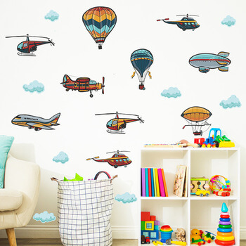 Wandaufkleber für das Kinderzimmer Colorful airplanes and balloons