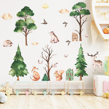 Wandaufkleber für das Kinderzimmer Forest and animals