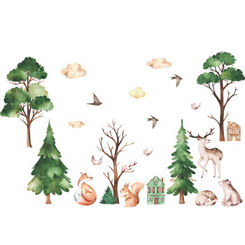Wandaufkleber für das Kinderzimmer Forest and animals