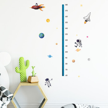 Wandaufkleber für das Kinderzimmer Children's height chart astronauts - 90x30cm