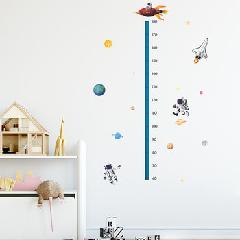 Wandaufkleber für das Kinderzimmer Children's height chart astronauts - 90x30cm