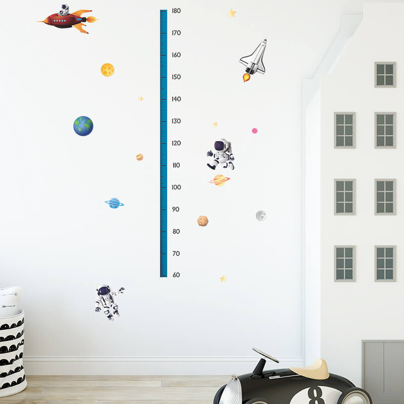 Wandaufkleber für das Kinderzimmer Children's height chart astronauts - 90x30cm